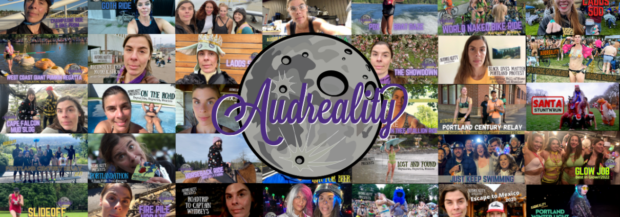 A multitude of thumbnails from different episodes of Audreality.